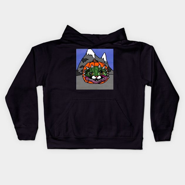 pumpkin lizard cat by mountain Kids Hoodie by Catbrat